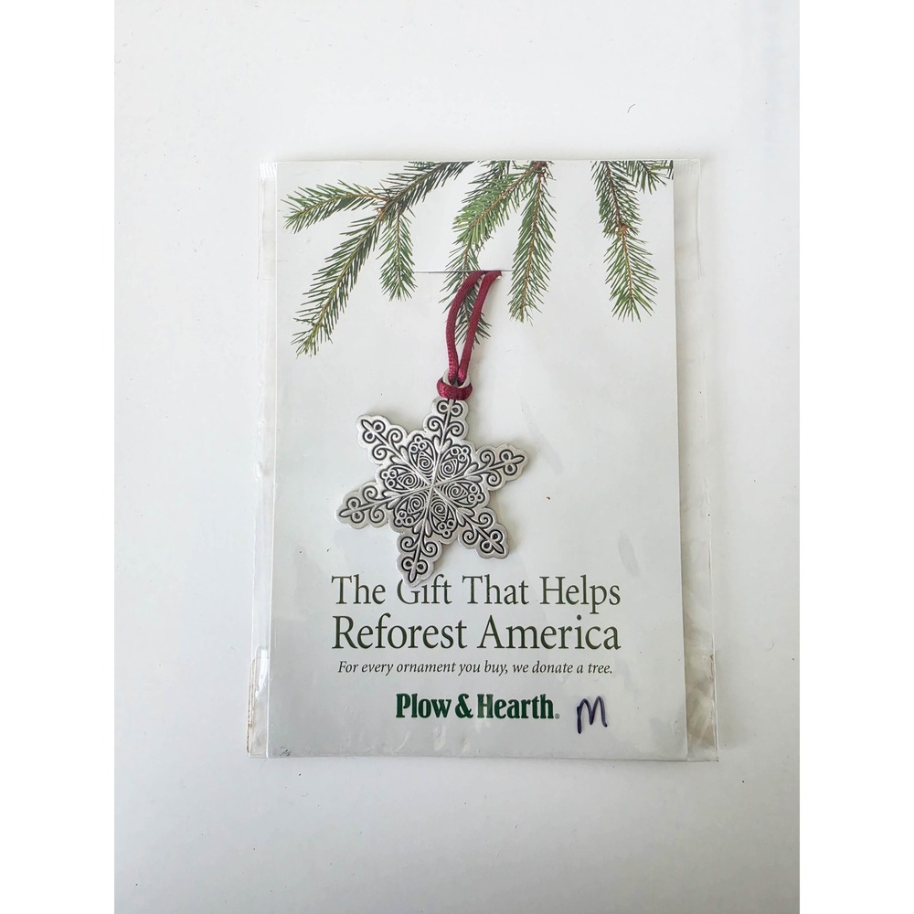 Plow & Hearth Pewter Snowflake Ornament Reforest America 65A57 SFK Silver Tone